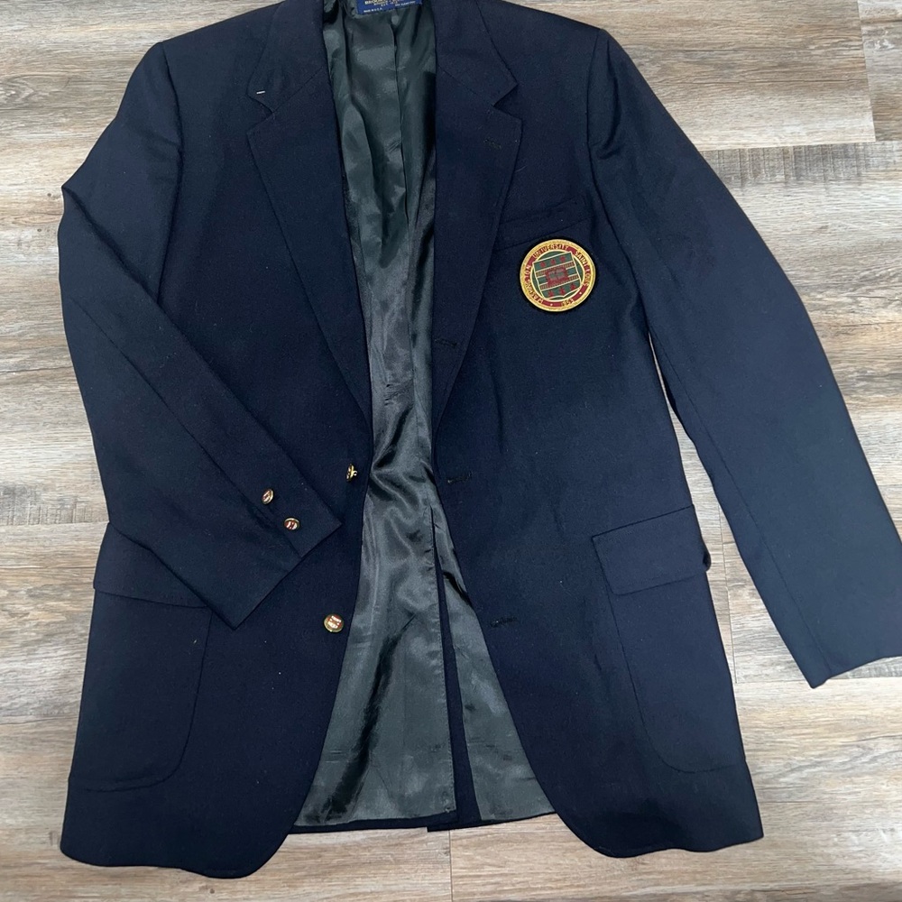 Navy Blue Brooks Brothers Blazer with Washington State Embroidered Patch